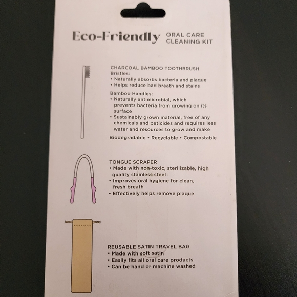 NWT Fraîche eco-friendly tooth brush w/tongue scraper & travel bag - Picture 2 of 2